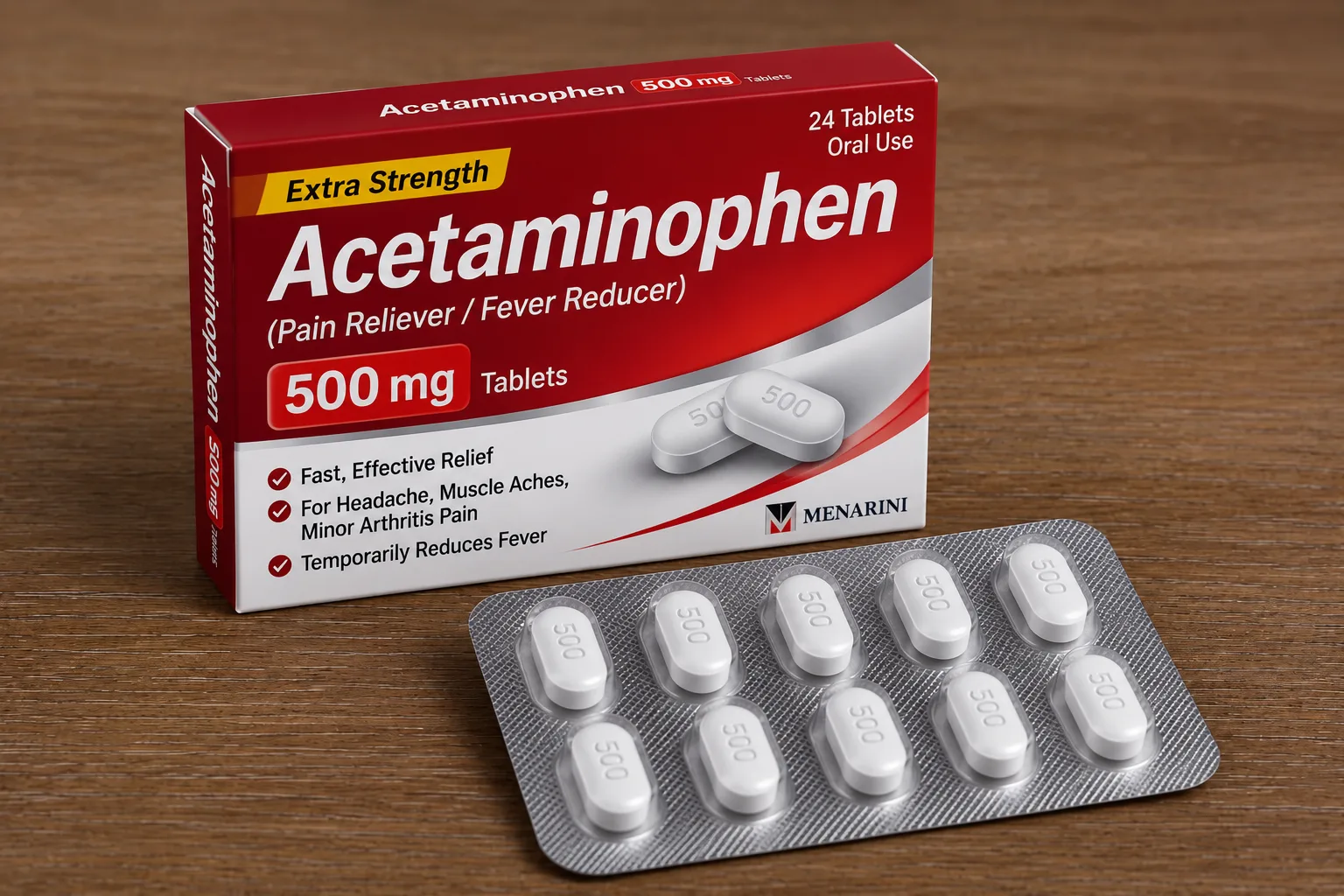 Acetaminophen 500mg tablets 100ct — OTC pain reliever and fever reducer