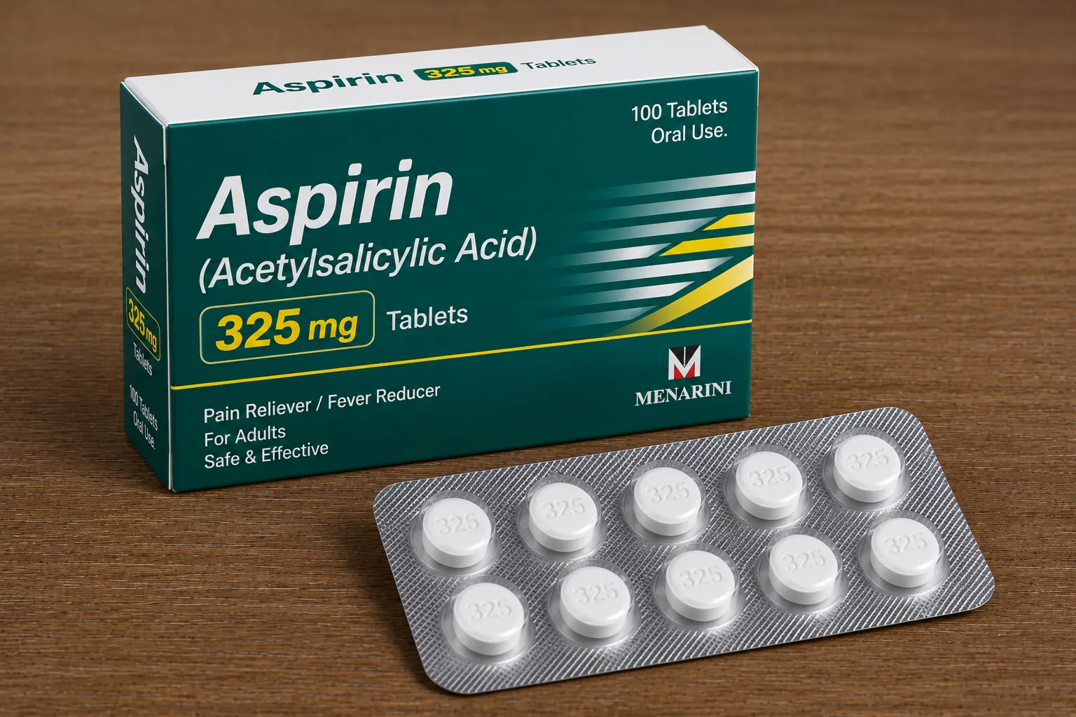 Aspirin 325mg tablets — pain reliever and heart health support