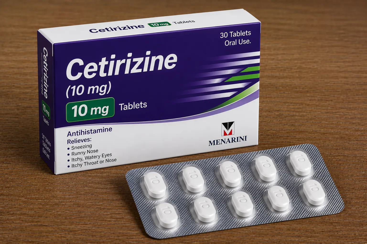 Cetirizine 10mg tablets — 24-hour allergy relief (Zyrtec generic)